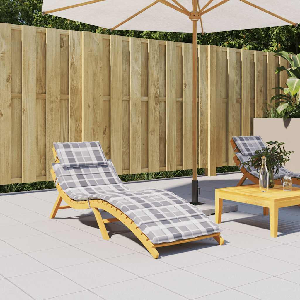 vidaXL Sonnenliegen-Auflage Grau Karomuster 186x58x4 cm Oxford-Gewebe