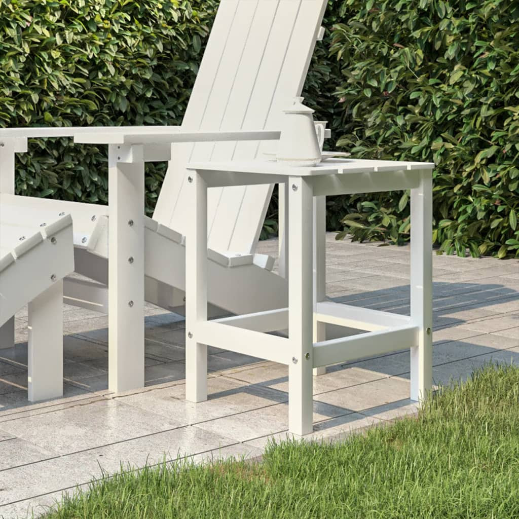 vidaXL Adirondack-Gartentisch Weiß 38x38x46 cm HDPE