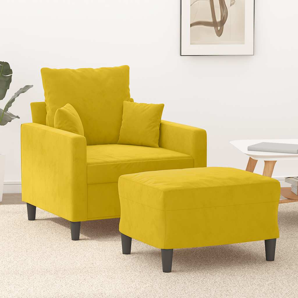 vidaXL Sessel mit Hocker Gelb 60 cm Samt