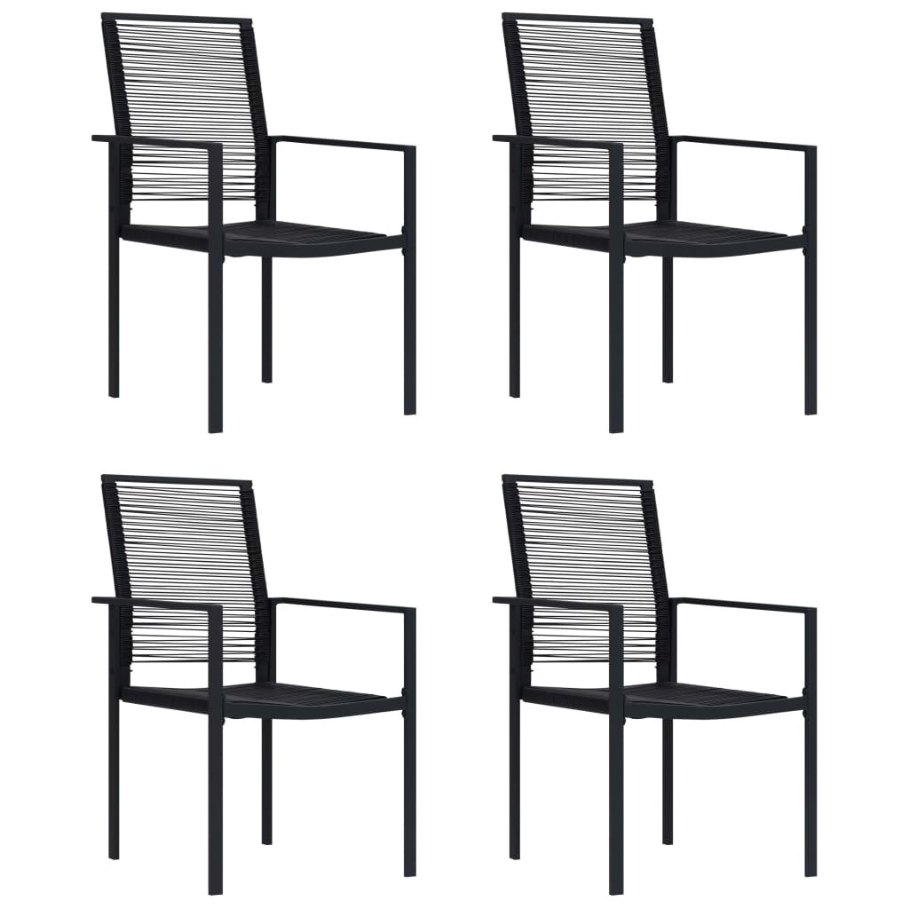 vidaXL Gartenstühle 4 Stk. PVC Rattan Schwarz