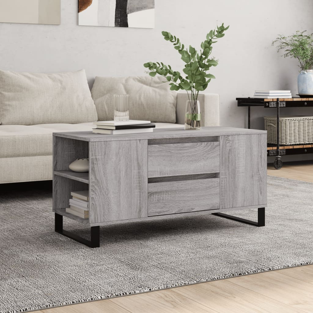 vidaXL Couchtisch Grau Sonoma 102x44,5x50 cm Holzwerkstoff