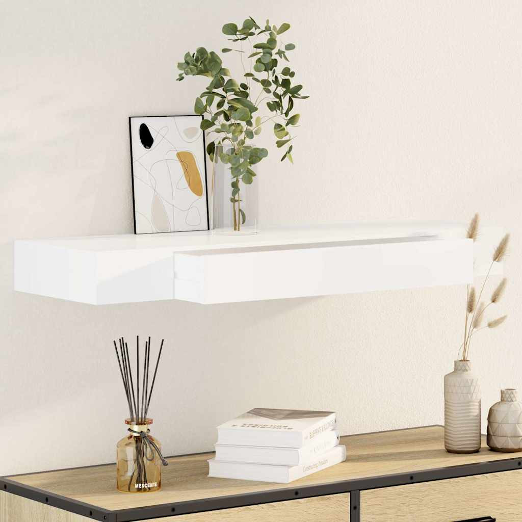 vidaXL Wandregal mit Schublade MDF Weiß