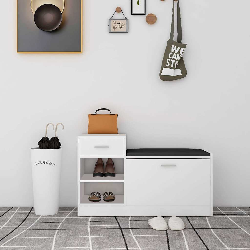 vidaXL Schuhbank Weiß 94,5x31x57 cm Holzwerkstoff