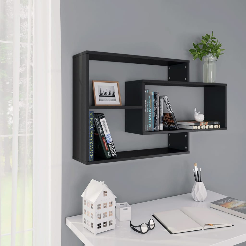 vidaXL Wandregale Schwarz 104x20x58,5 cm Holzwerkstoff