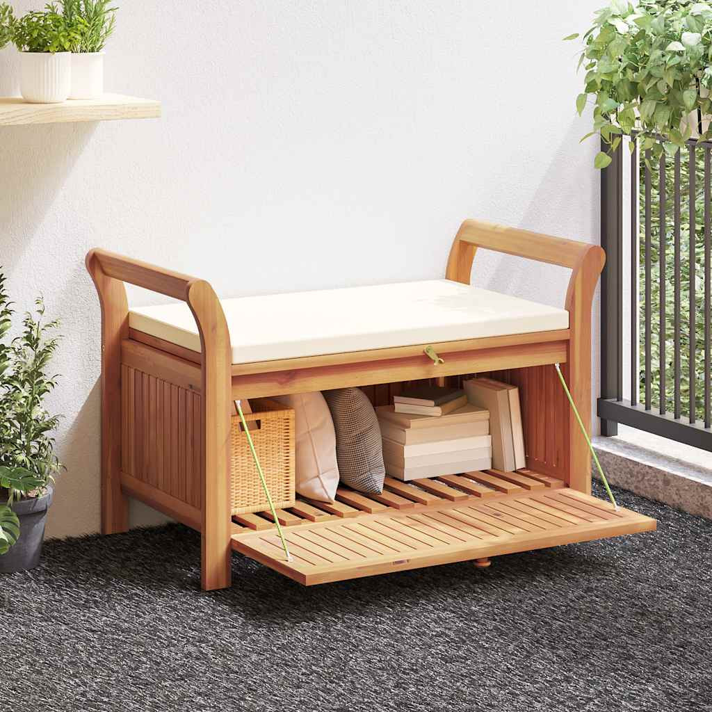 vidaXL Garten-Truhenbank mit Kissen 91 cm Massivholz Akazie