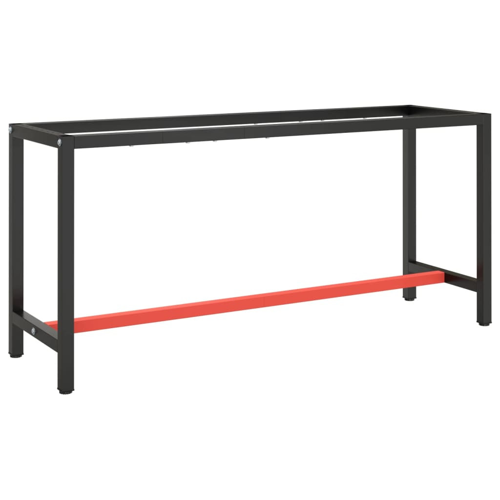 vidaXL Werkbankgestell Mattschwarz und Mattrot 170x50x79 cm Metall