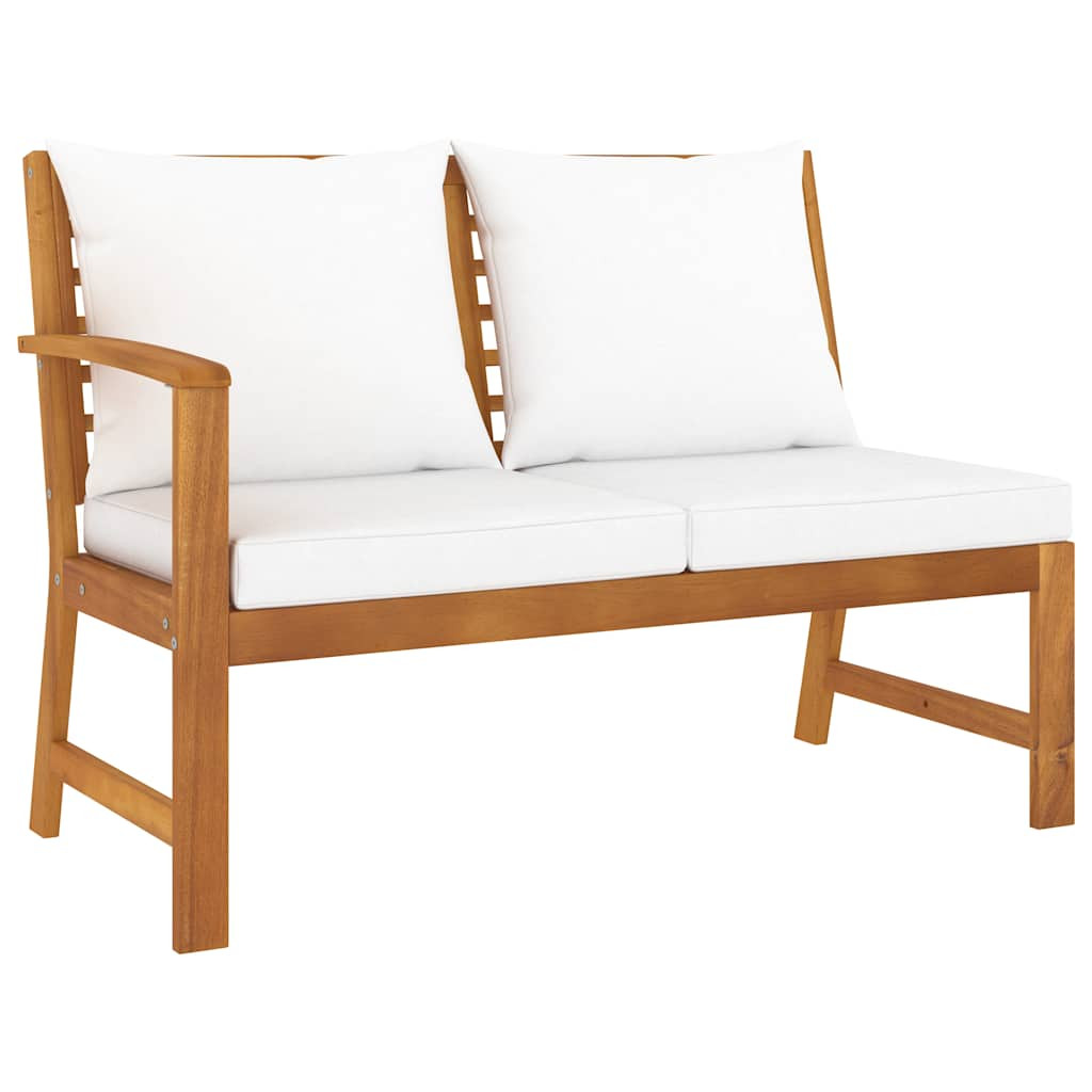 vidaXL Gartenbank 114,5 cm mit Cremeweißen Kissen Massivholz Akazie