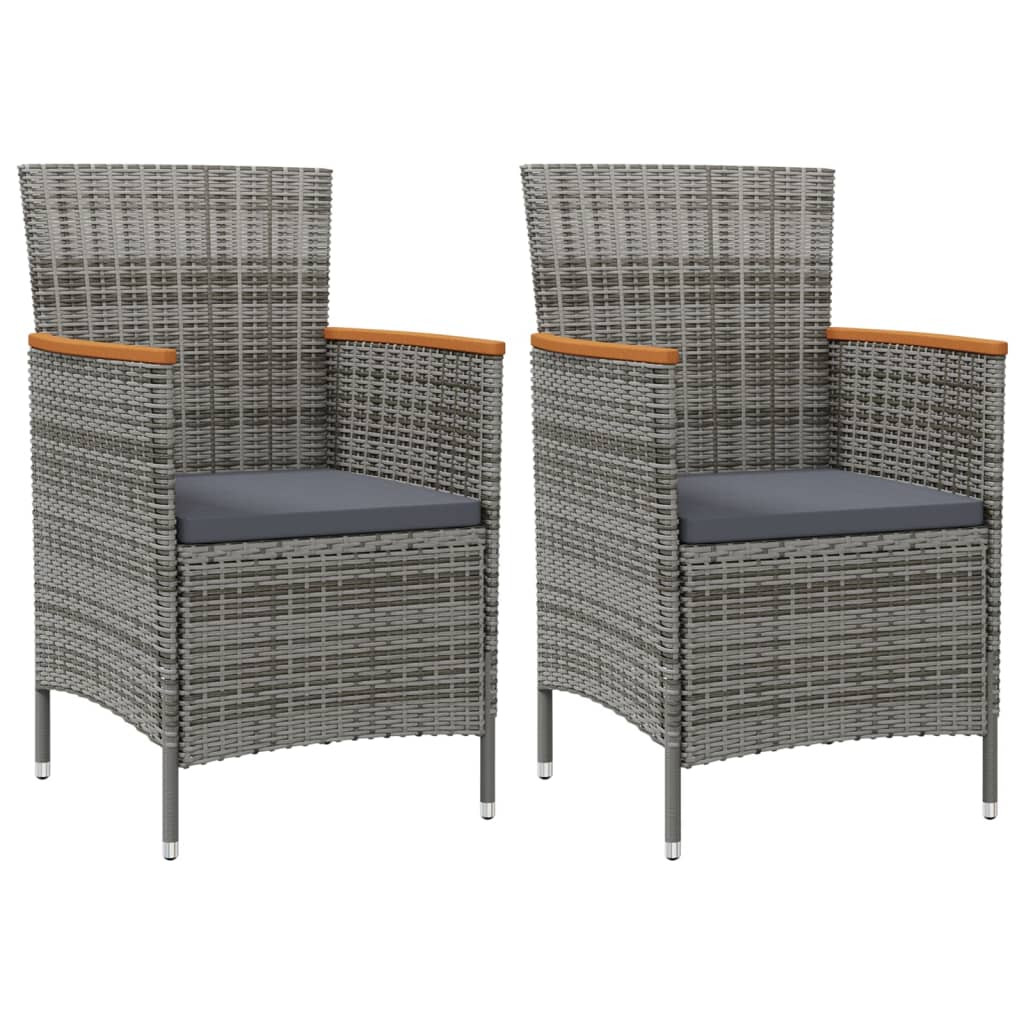 vidaXL Garten-Essstühle 2 Stk. Poly Rattan Grau