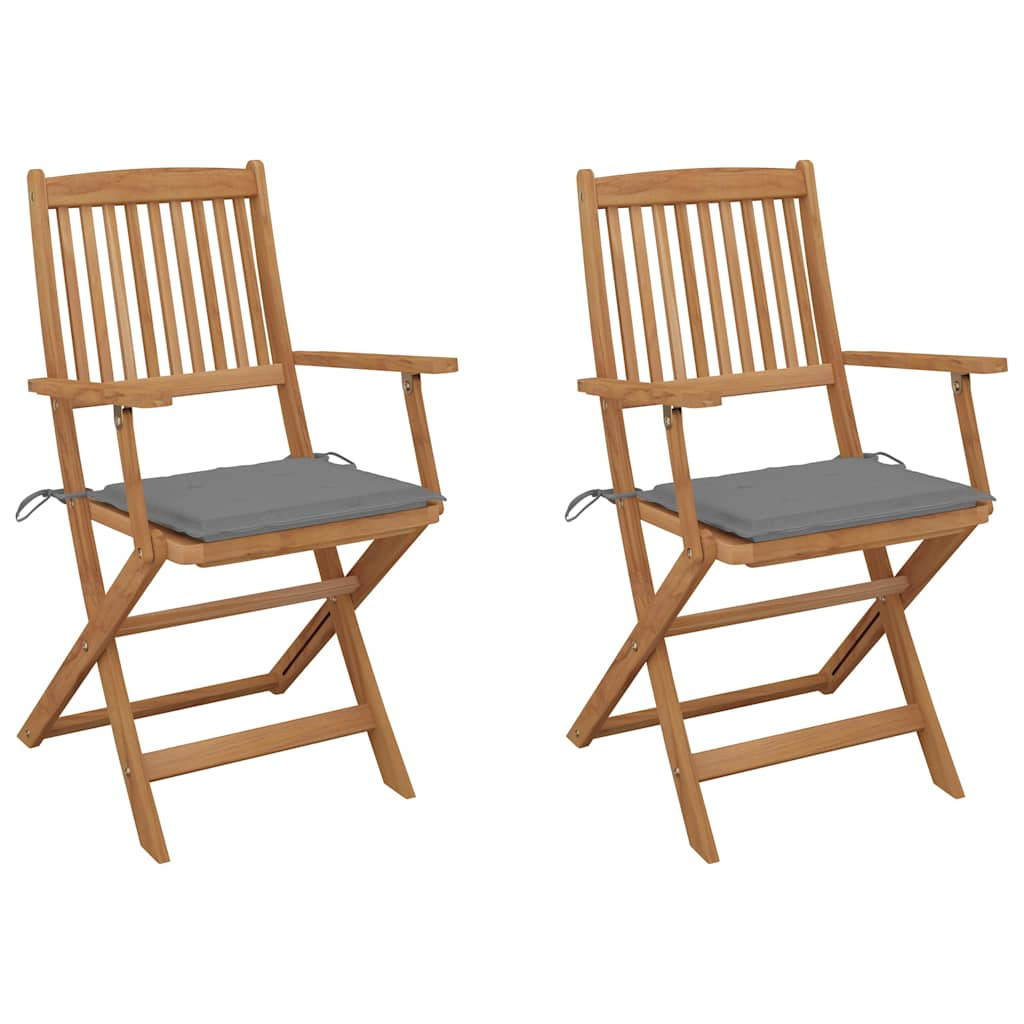 vidaXL Klappbare Gartenstühle 2 Stk. mit Kissen Massivholz Akazie