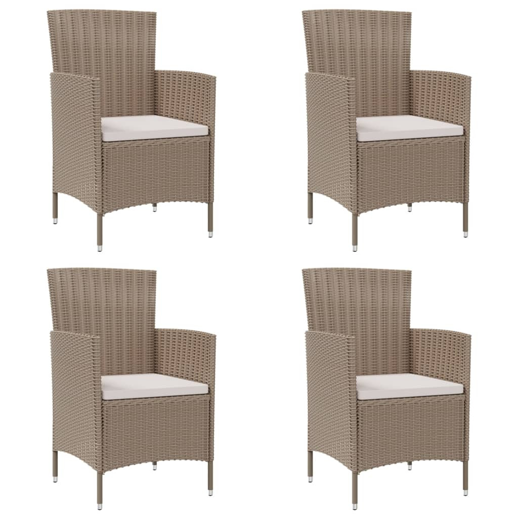 vidaXL Gartenstühle mit Kissen 4 Stk. Poly Rattan Beige