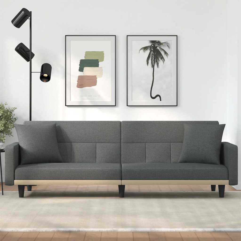 vidaXL Schlafsofa mit Kissen Dunkelgrau Stoff
