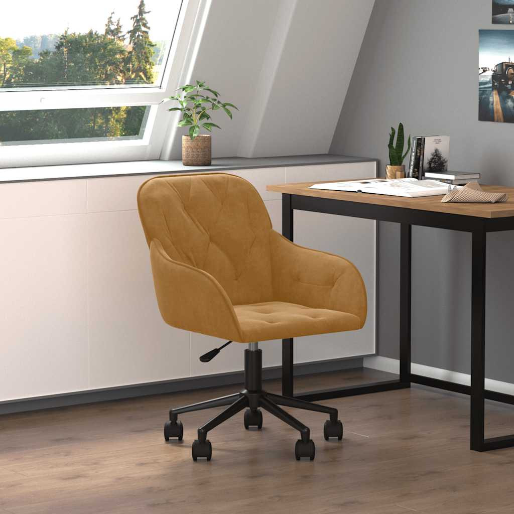 vidaXL Bürostuhl Drehbar Braun Samt