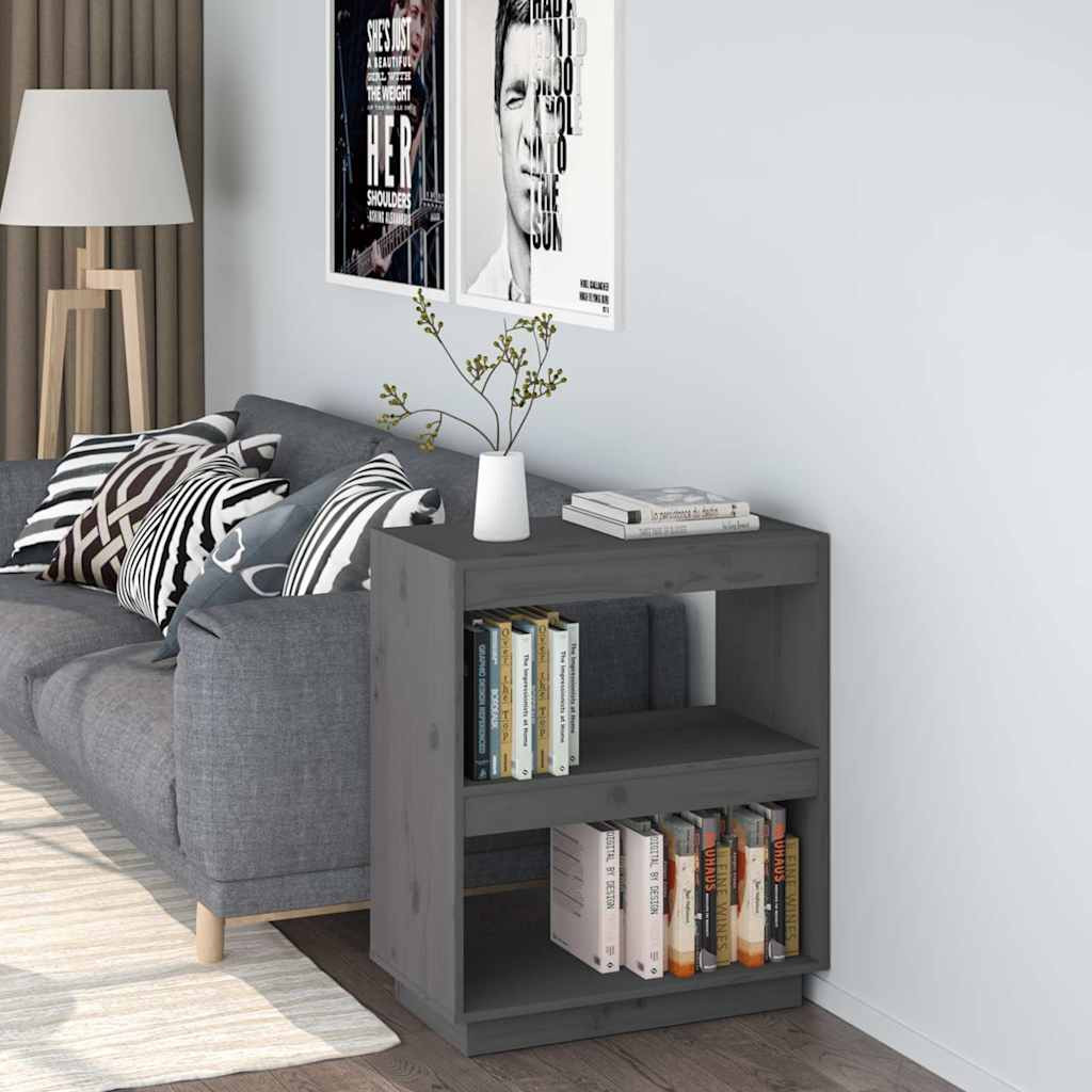 vidaXL Bücherregal Grau 60x35x71 cm Massivholz Kiefer