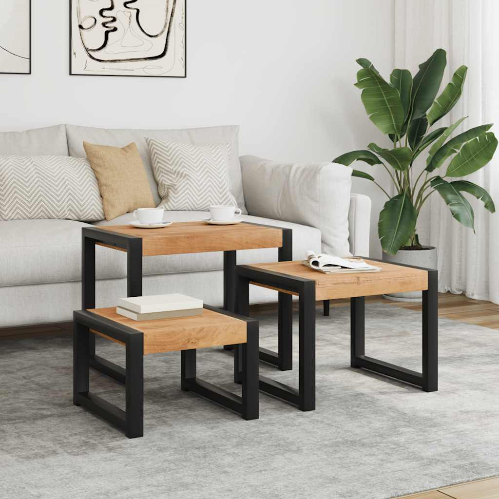 vidaXL Satztische 3 Stk. Massivholz