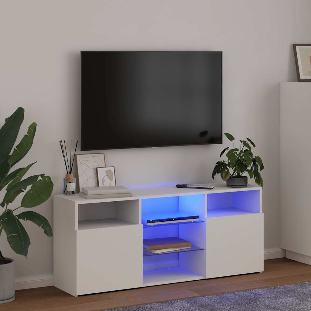 vidaXL TV-Schrank mit LED-Leuchten Weiß 120x30x50 cm