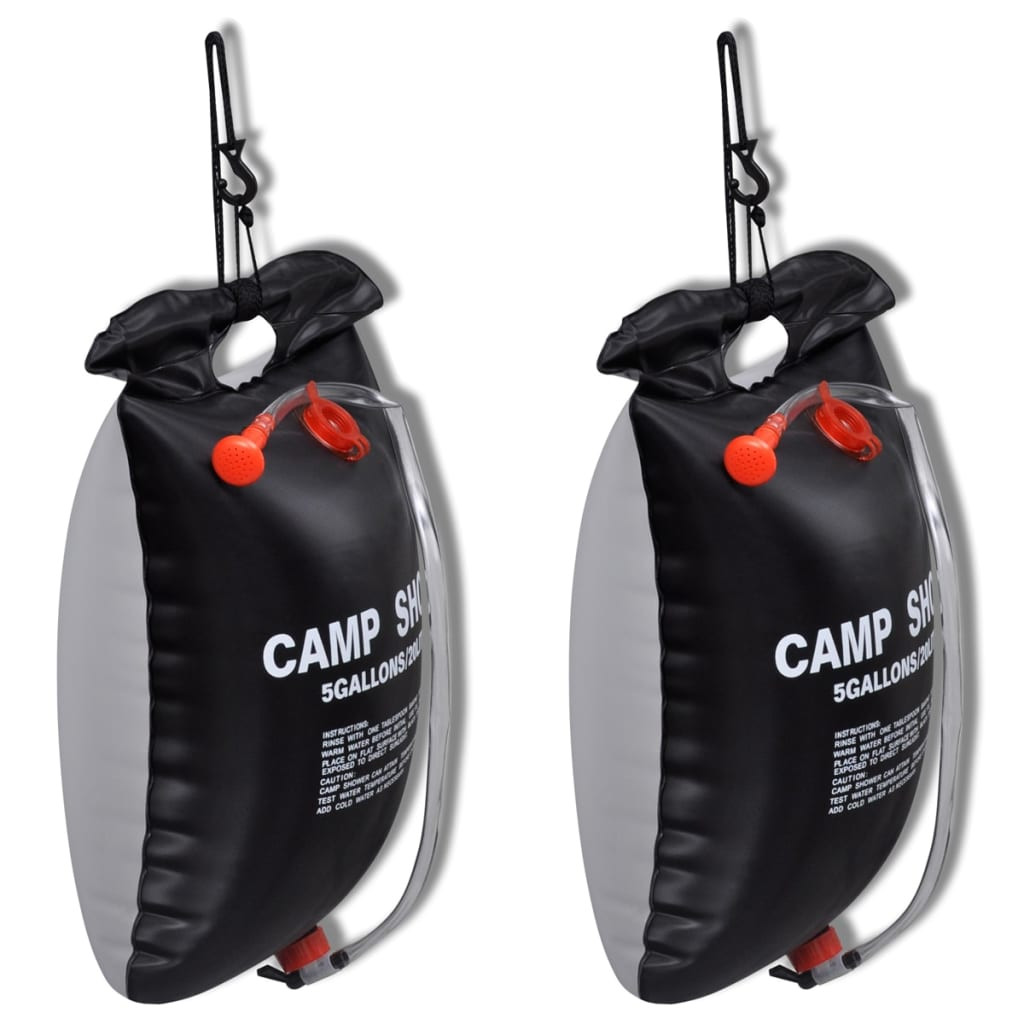 vidaXL Campingdusche 2 Stk. Solar 20 L