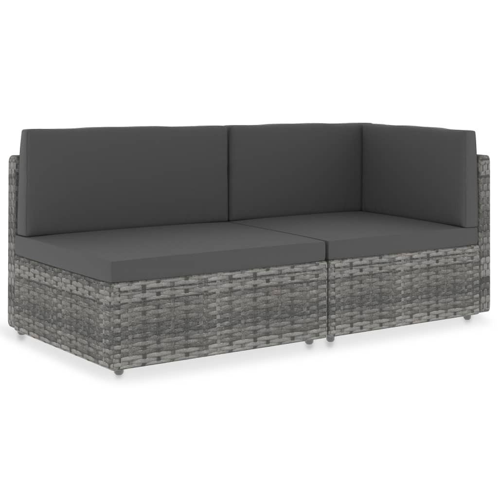 vidaXL Modulares 2-Sitzer-Sofa Poly Rattan Grau