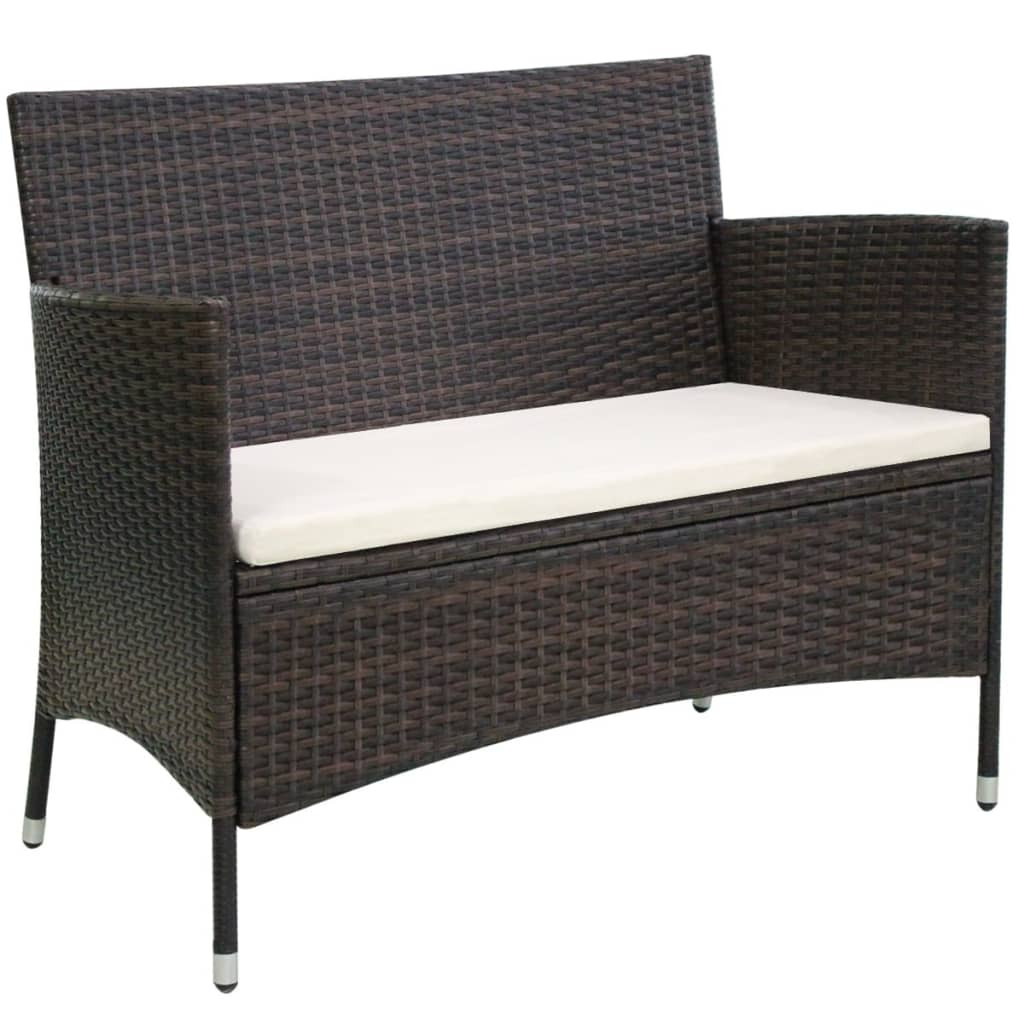 vidaXL Gartenbank 106 cm Poly Rattan Braun