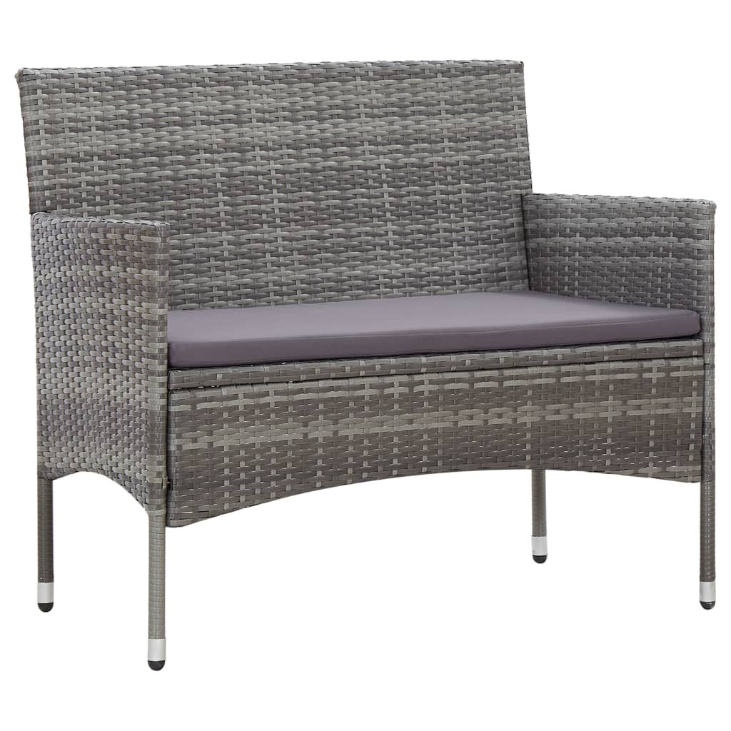 vidaXL Gartenbank 105 cm Poly Rattan Grau