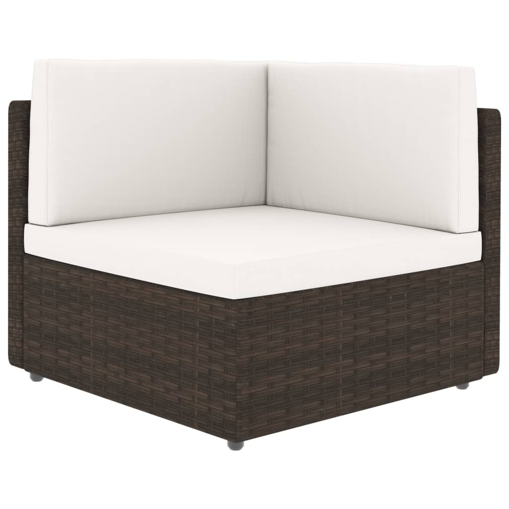 vidaXL Modulares Sofa-Eckteil Poly Rattan Braun