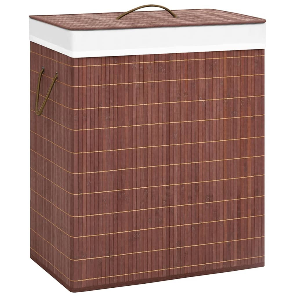 vidaXL Bambus-Wäschekorb mit 2 Fächern Braun 100 L