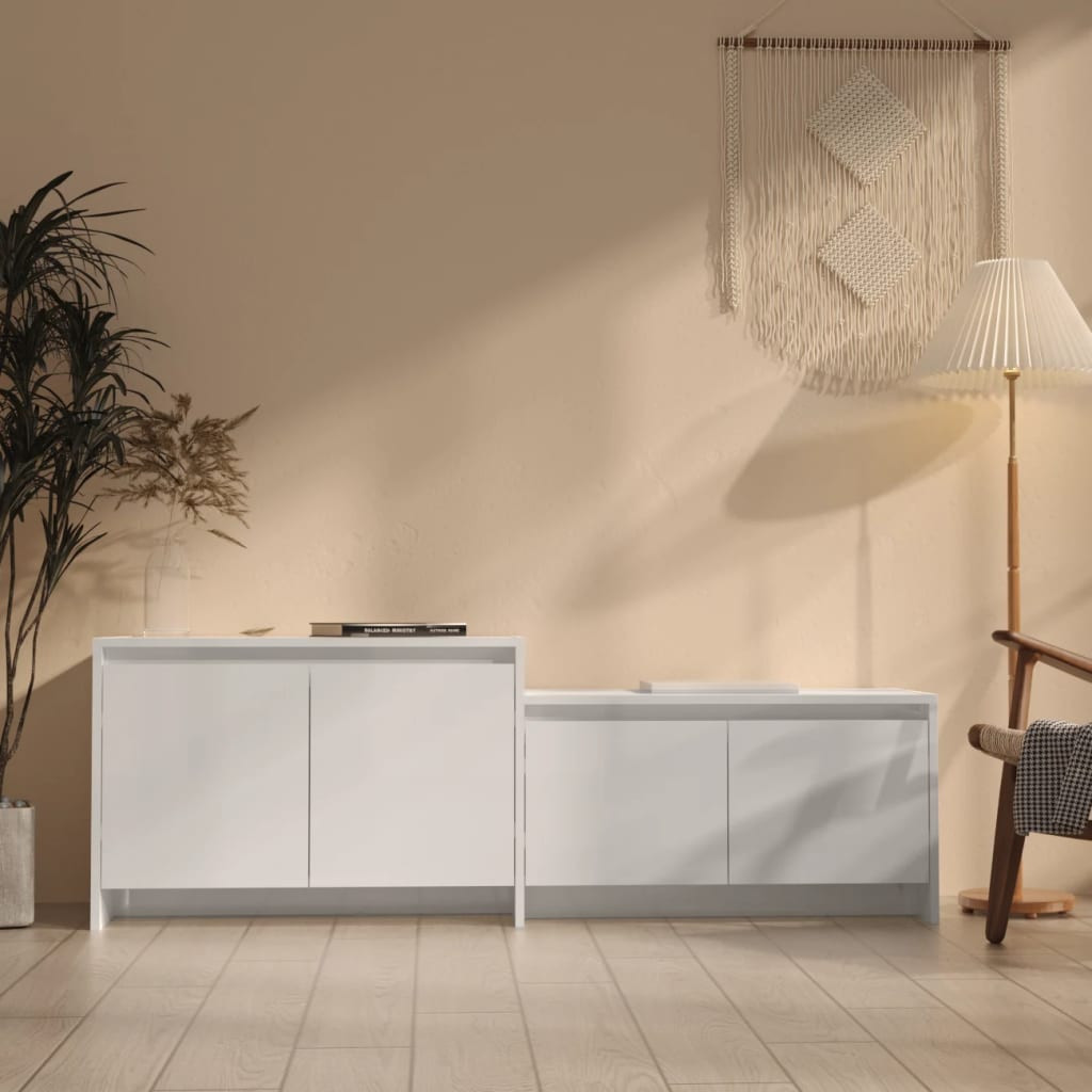 vidaXL TV-Schrank Hochglanz-Weiß 146,5x35x50 cm Holzwerkstoff
