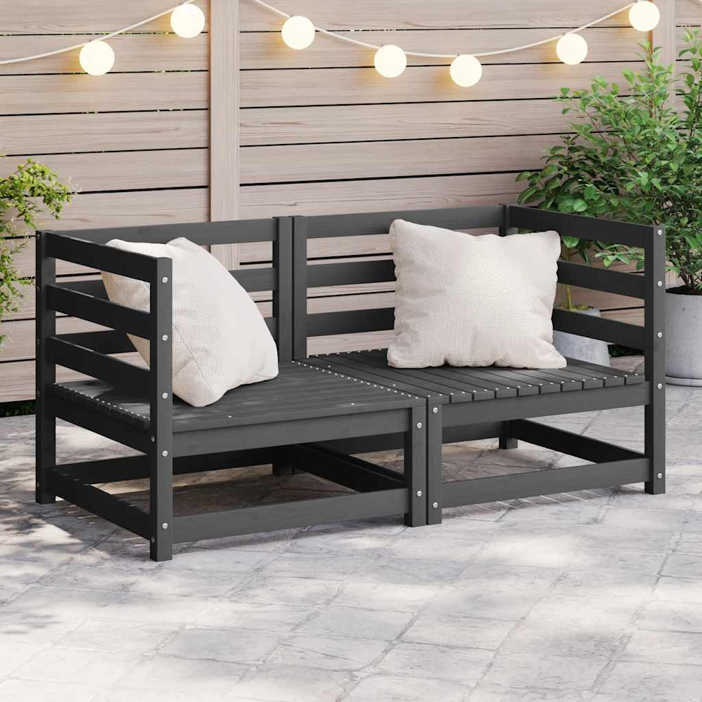 vidaXL Garten-Ecksofas 2 Stk. Grau Massivholz Kiefer