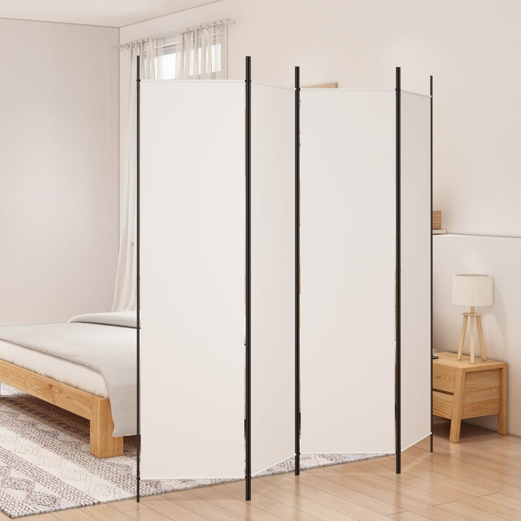 vidaXL 4-tlg. Paravent Weiß 200x200 cm Stoff