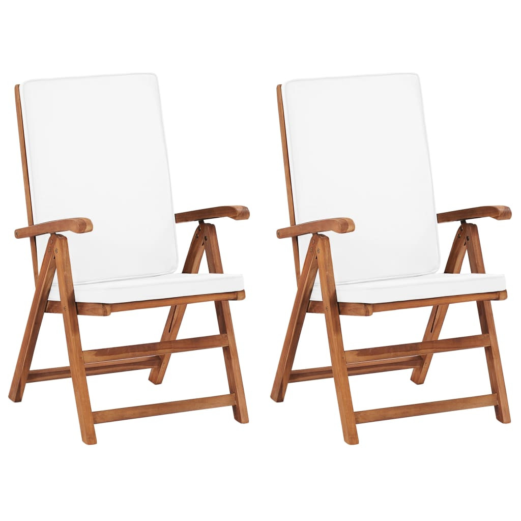 vidaXL Garten-Liegestühle 2 Stk. mit Auflagen Massivholz Teak