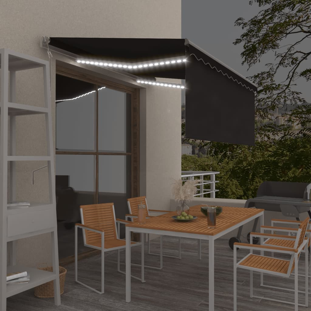 vidaXL Markise Automatisch mit Rollo LED Windsensor 3x2,5m Anthrazit
