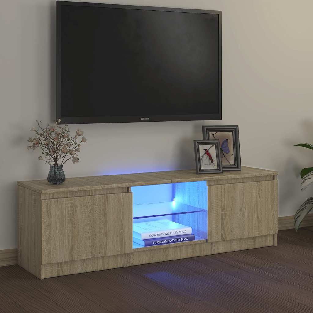 vidaXL TV-Schrank mit LED-Leuchten Sonoma-Eiche 120x30x36 cm