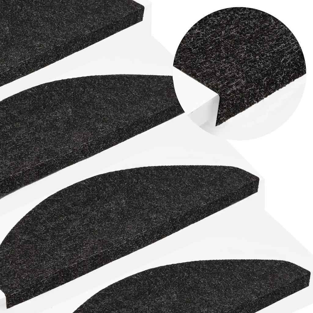 vidaXL Stufenmatten Selbstklebend 15 Stk. 56x17x3 cm Schwarz