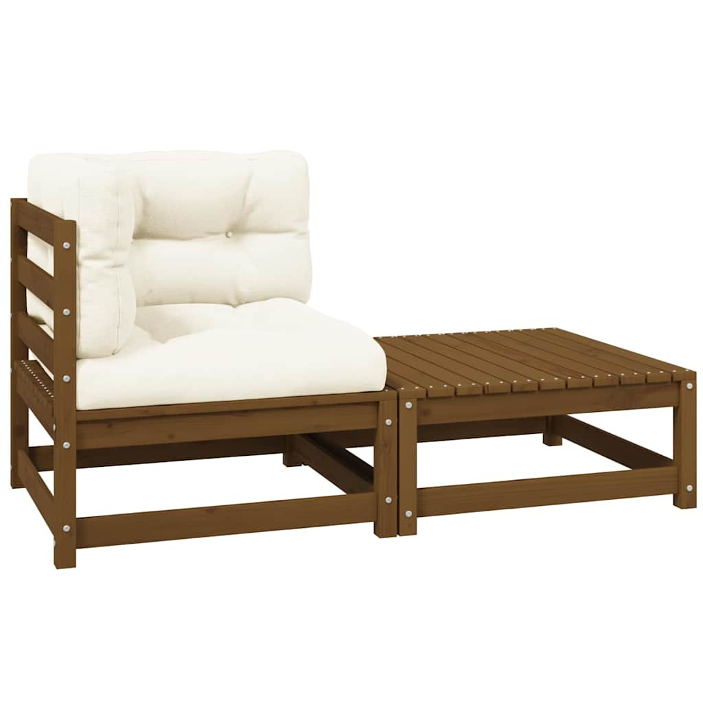 vidaXL 2-tlg. Garten-Lounge-Set Kissen Honigbraun Massivholz Kiefer