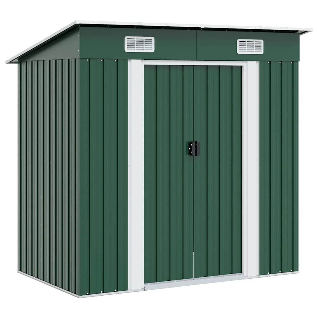 vidaXL Gartenschuppen Grün Metall