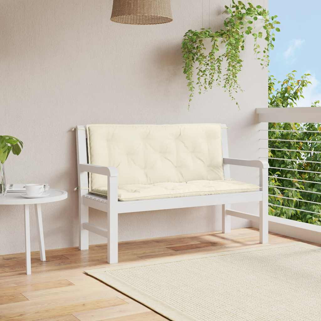 vidaXL Gartenbank-Auflage Cremeweiß 120x(50+50)x7 cm Oxford-Gewebe