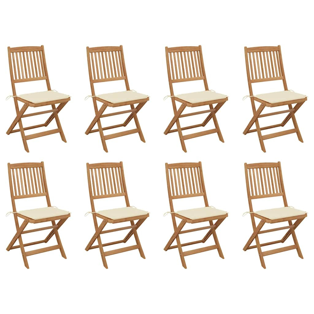 vidaXL Klappbare Gartenstühle mit Kissen 8 Stk. Massivholz Akazie