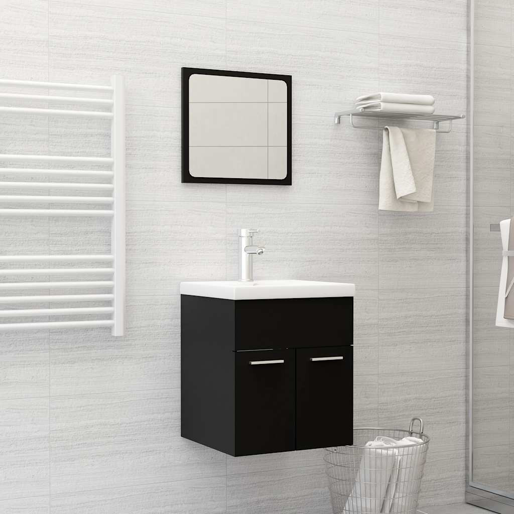 vidaXL 2-tlg. Badmöbel-Set Schwarz Holzwerkstoff