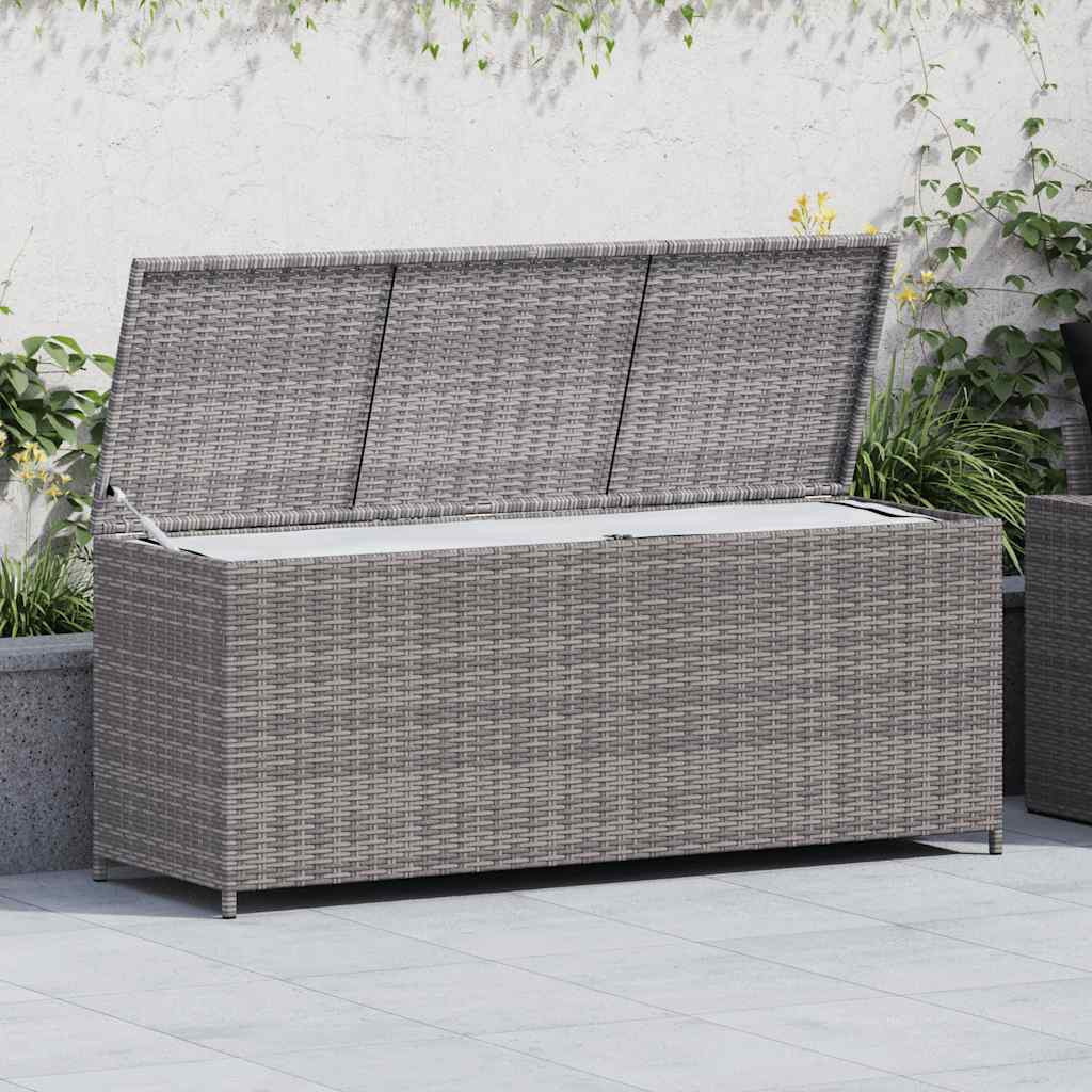 vidaXL Garten-Auflagenbox Grau 150x50x60 cm Poly Rattan
