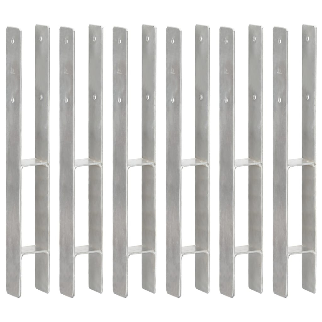 vidaXL Pfostenträger 6 Stk. Silbern 7×6×60 cm Verzinkter Stahl