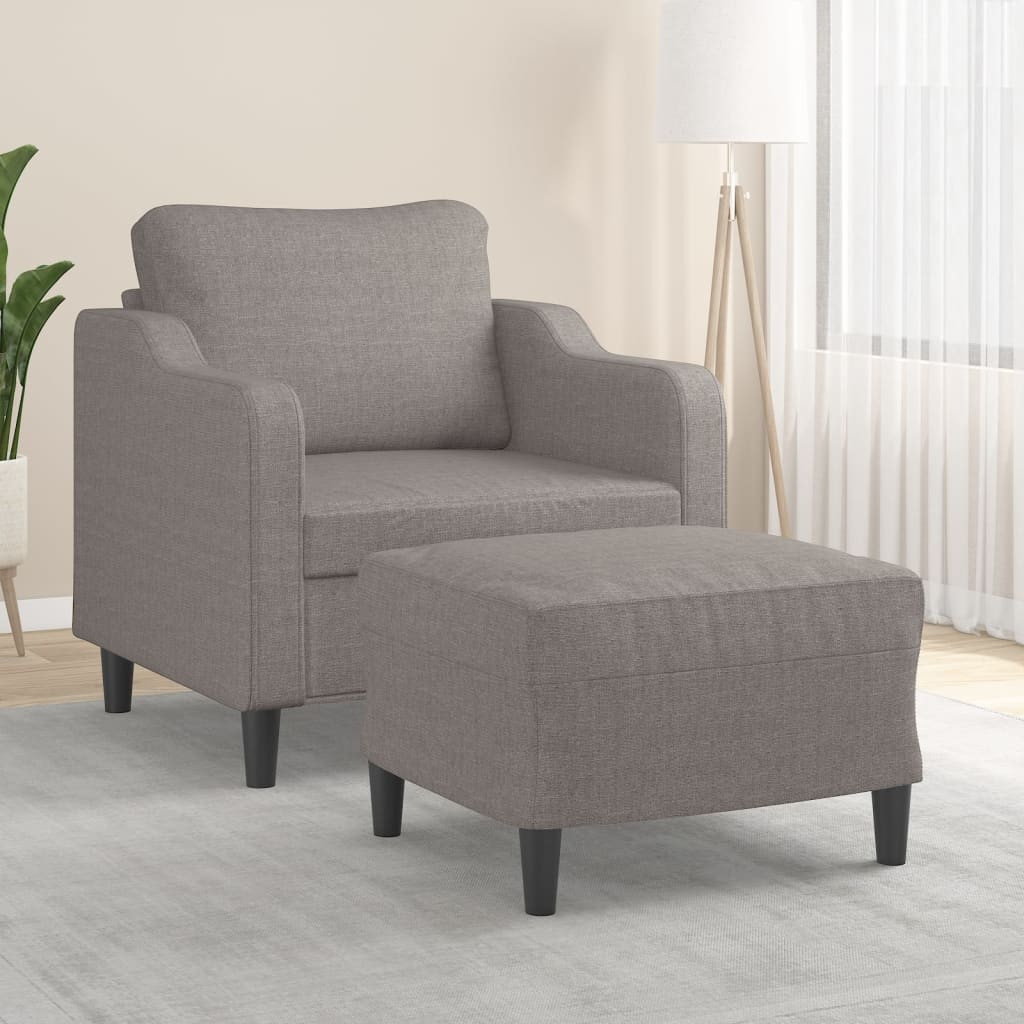 vidaXL Sessel mit Hocker Taupe 60 cm Stoff