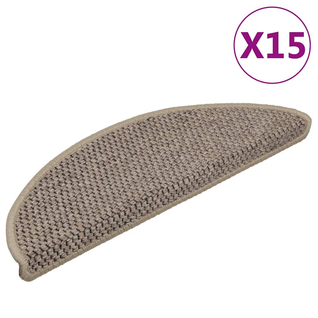 vidaXL Treppenmatten Selbstklebend Sisal 15 Stk. 56x17x3cm Dunkelbeige