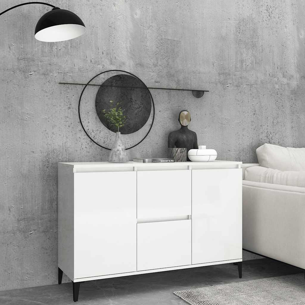 vidaXL Sideboard Hochglanz-Weiß 102x35x70 cm Holzwerkstoff