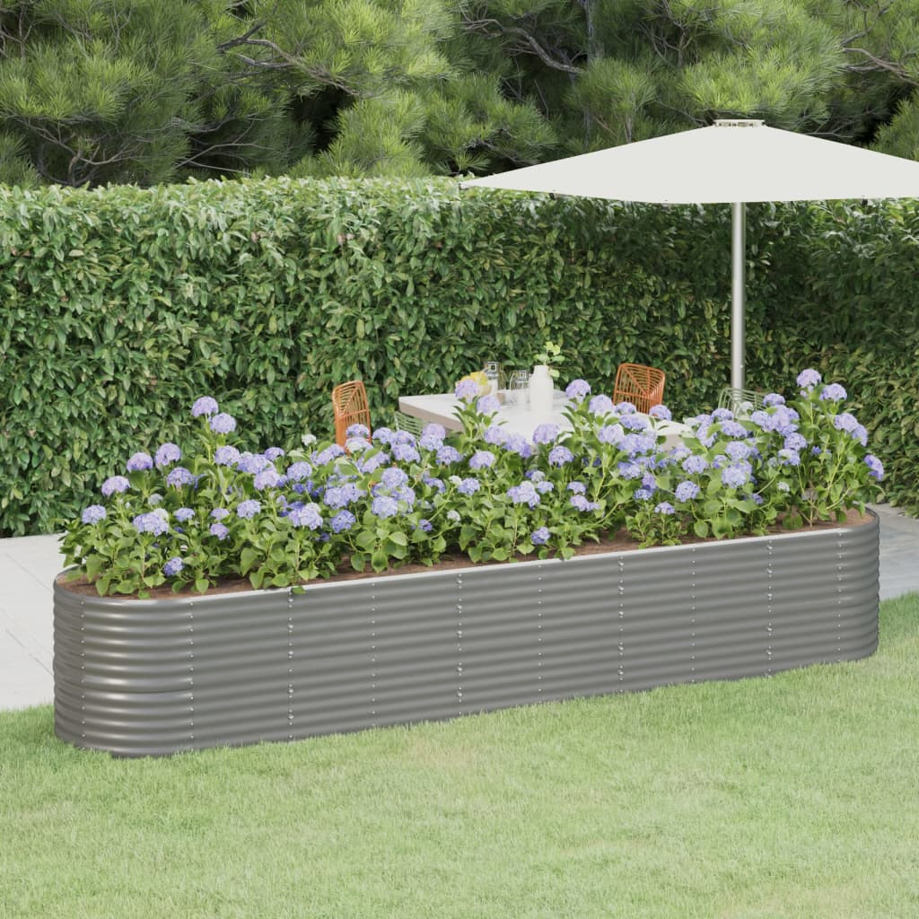 vidaXL Hochbeet Verzinkter Stahl 368x80x68 cm Grau