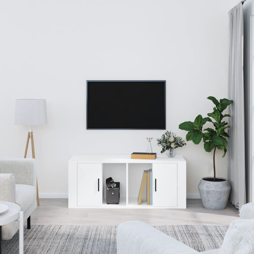vidaXL TV-Schrank Weiß 100x35x40 cm Holzwerkstoff