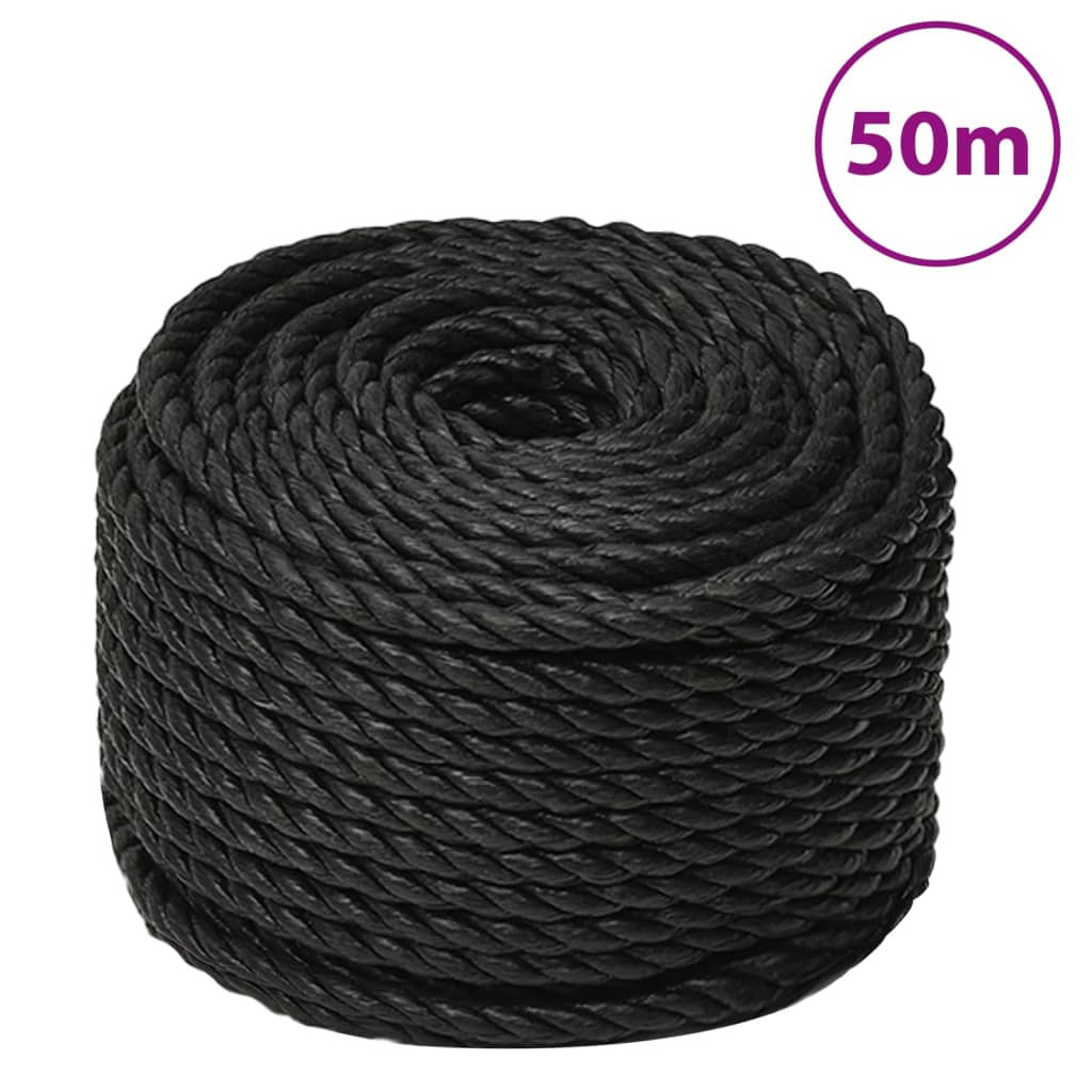 vidaXL Arbeitsseil Schwarz 12 mm 50 m Polypropylen