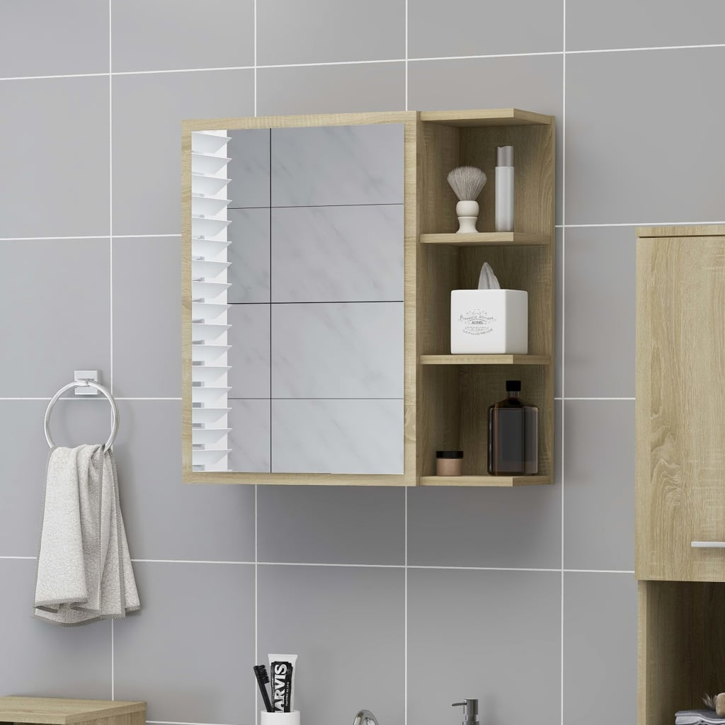 vidaXL Bad-Spiegelschrank Sonoma-Eiche 62,5x20,5x64 cm Holzwerkstoff