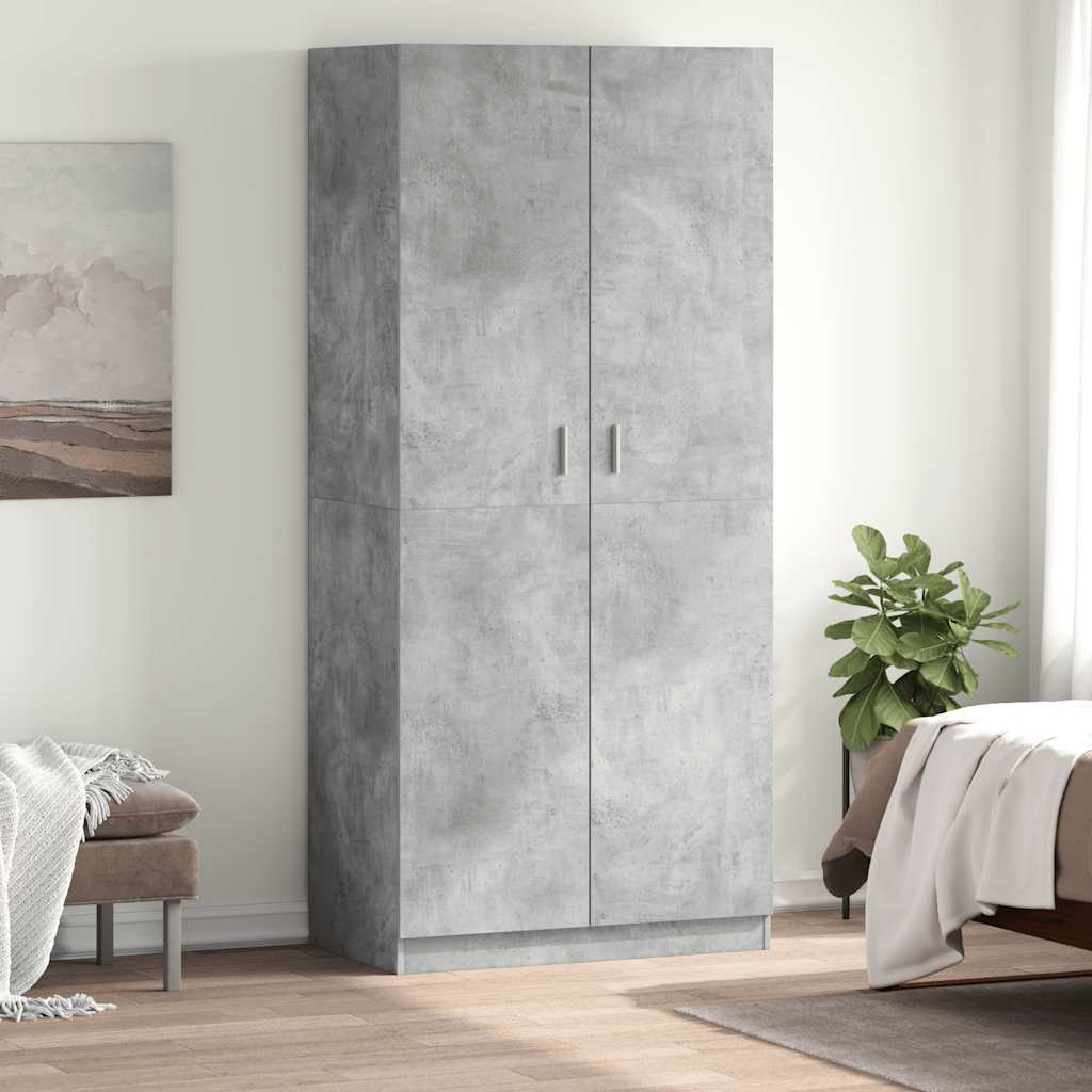 vidaXL Kleiderschrank Betongrau 90x52x200 cm Holzwerkstoff
