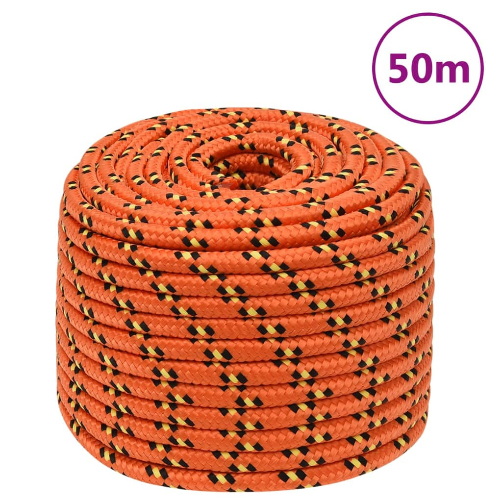 vidaXL Bootsseil Orange 12 mm 50 m Polypropylen
