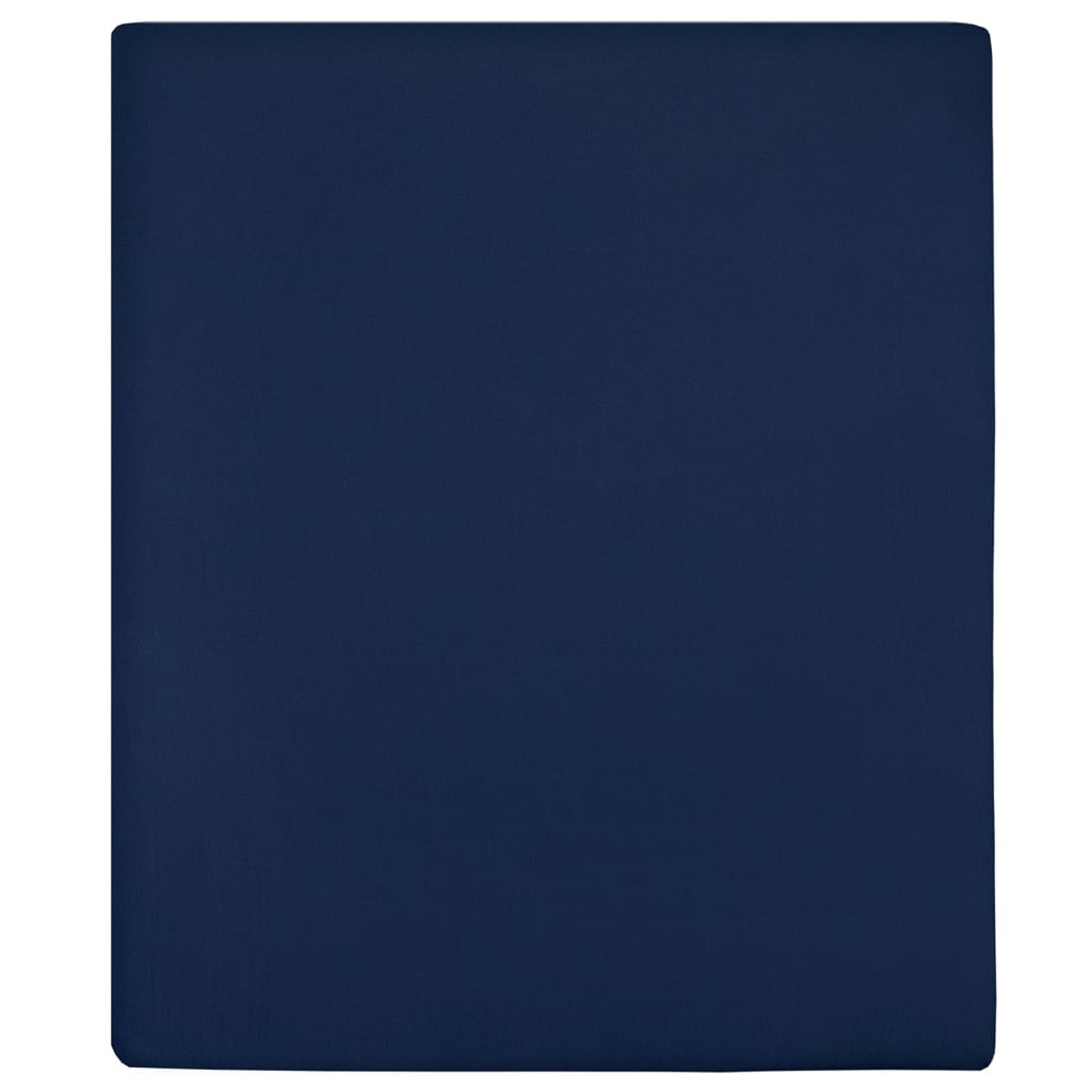 vidaXL Spannbettlaken Jersey Marineblau 140x200 cm Baumwolle