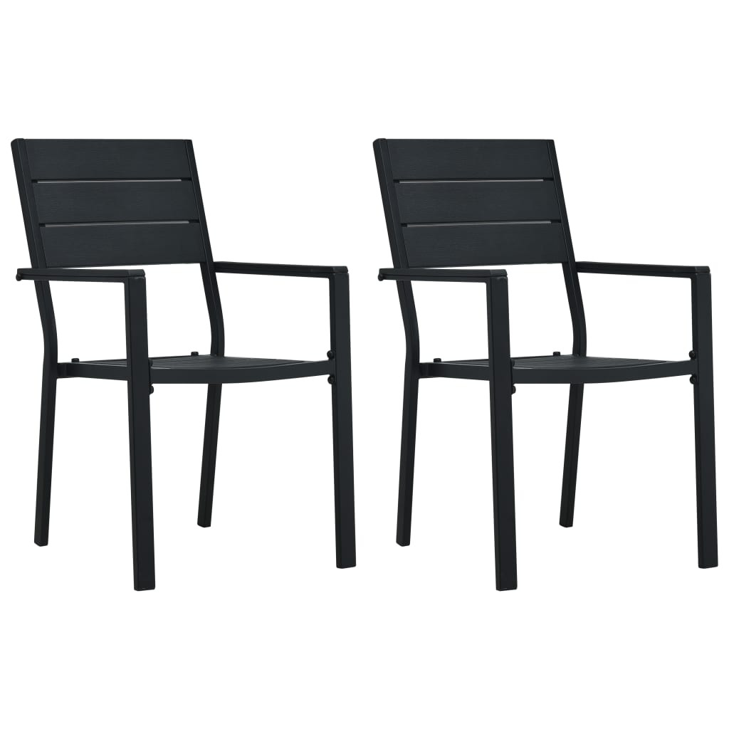 vidaXL Gartenstühle 2 Stk. Schwarz HDPE Holz-Optik